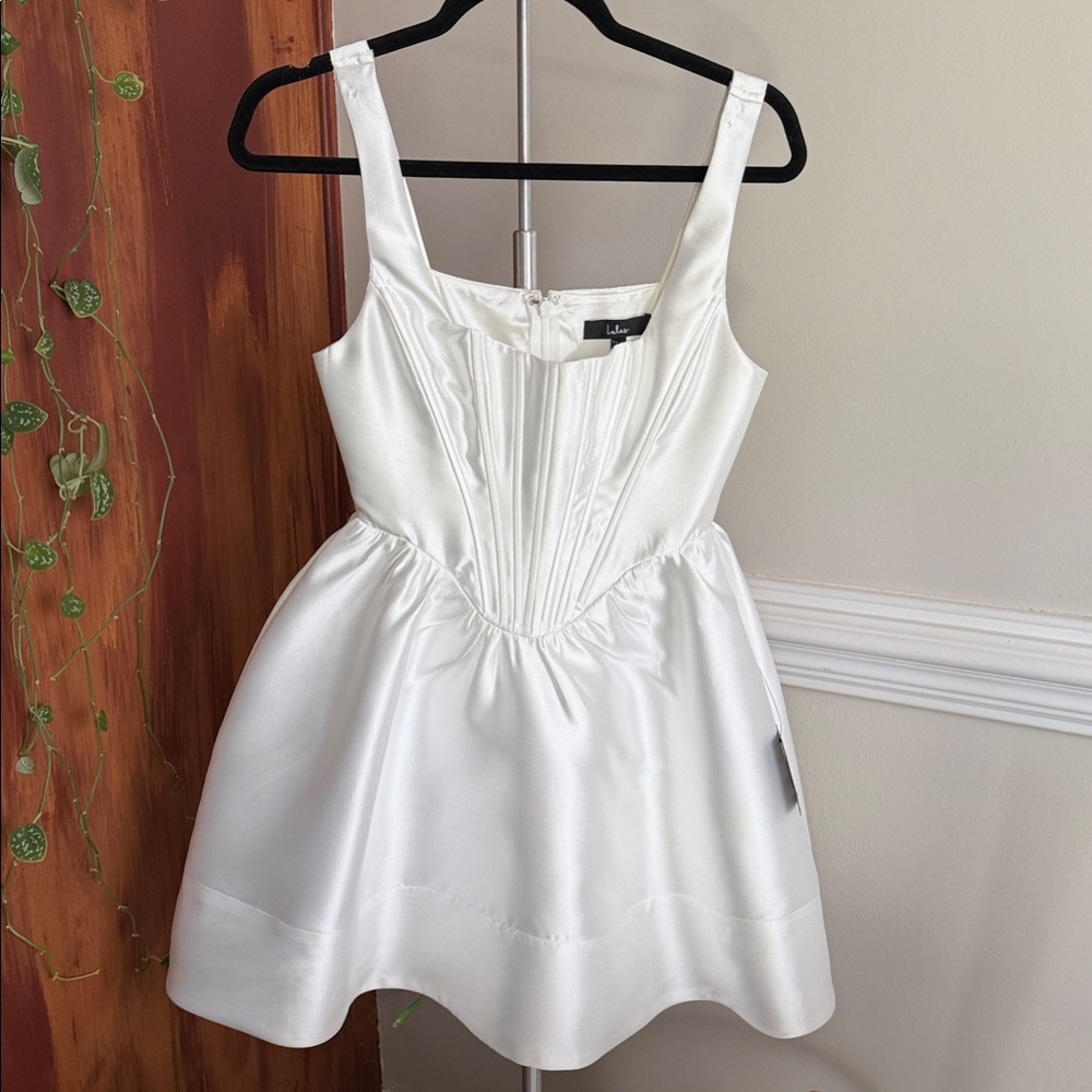 Lulus Bubbly Love White Taffeta Corset Mini Dress